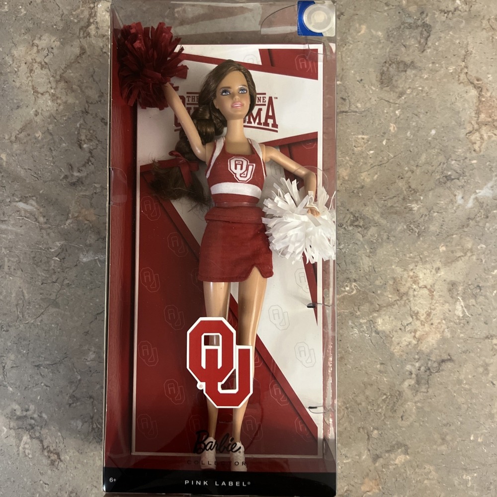 2012 University of Oklahoma Cheerleader Barbie Doll Pink Label Boomer Sooner